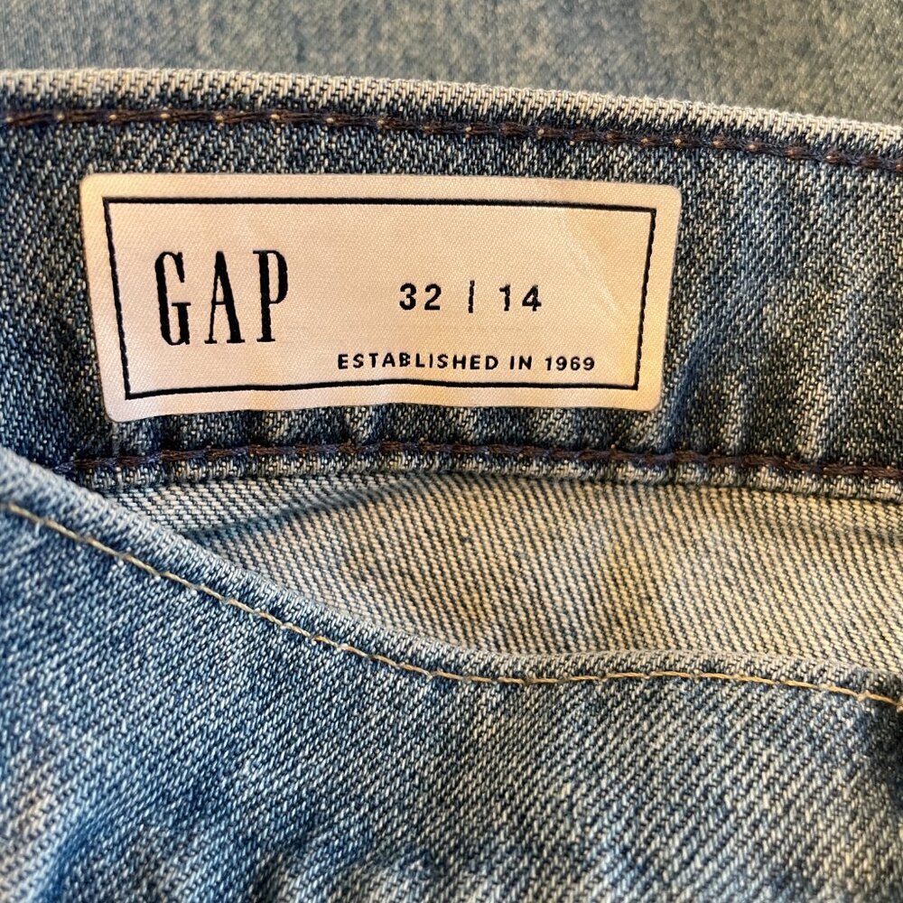 Gap Front Split Frayed Bottom Maxi Denim Skirt Women's 32 / 14 Blue Medium Wash - Picture 5 of 7